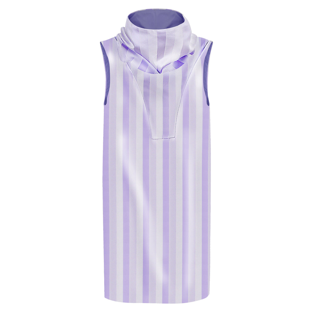 MINI DRESS CUELLO RAYAS MORADA