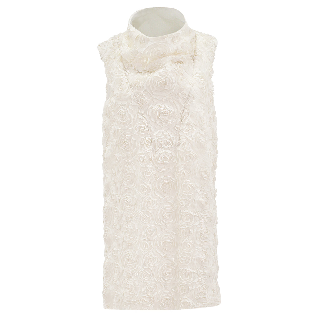MINI DRESS CUELLO FLORES BLANCAS