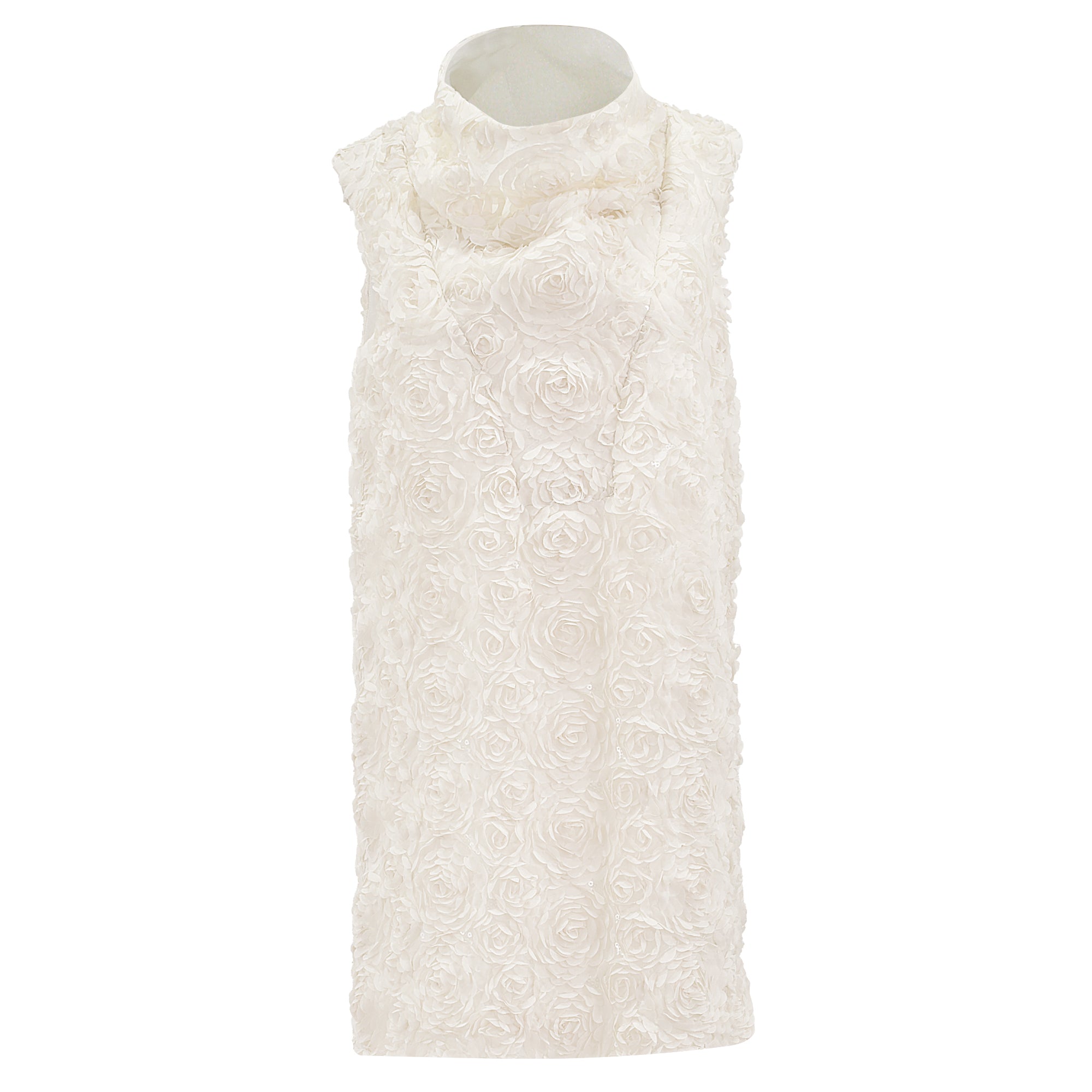 MINI DRESS CUELLO FLORES BLANCAS