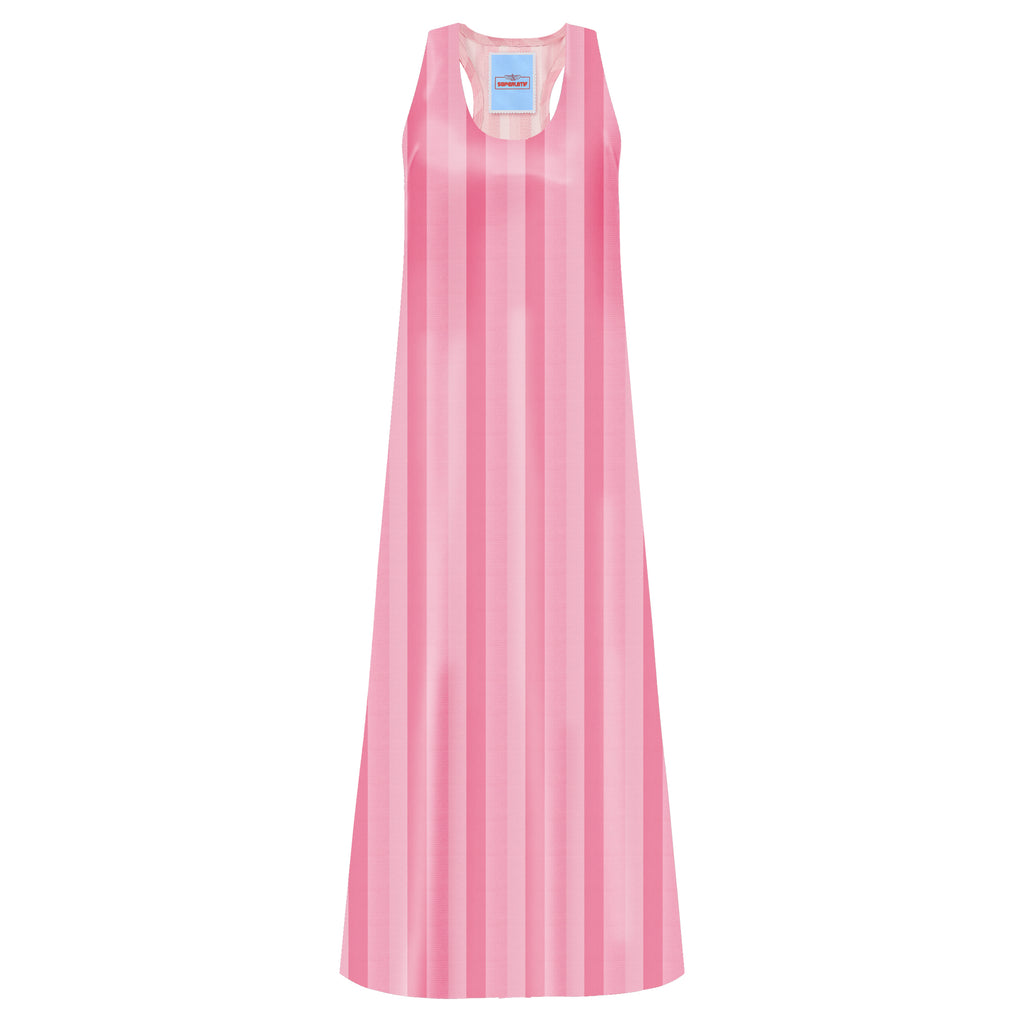 MAXI DRESS NINFA RAYAS ROSA